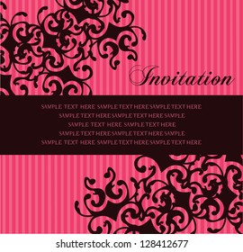 invitation card with patterns - pink