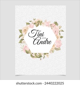 Invitation Card With Pink Floral. Illustrator and designer. Wedding Invites, save the date, Birthday Invites, Video Invites, E-Cards.