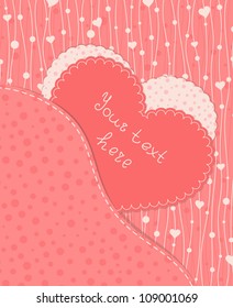 Invitation card with pink hearts