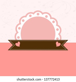 Invitation card with pink label. Vector illustration
