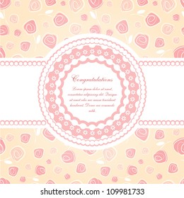 Invitation card with pink roses