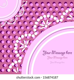 Invitation card. Polka dots background and lace