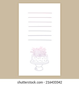 Invitation Card with Purple to Blue Gradient Cake with Flowers. Good as Wedding Invitations, Birthday Cards, Recipe Cards, Ingredients Cards