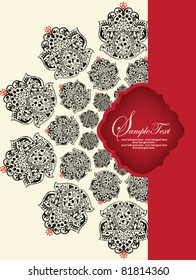 invitation card with red and black elements