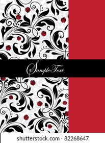 INVITATION CARD WITH RED AND BLACK ELEMENTS