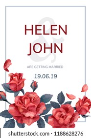 Invitation card with a red color scheme