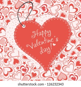 Invitation card with red hearts