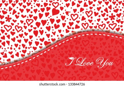 invitation card with red hearts. eps10