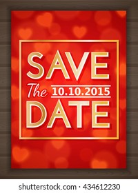 Invitation card with red romantic background. Vector illustration