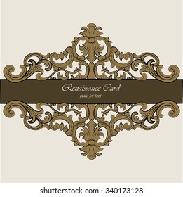 Invitation card with Renaissance Royal classic in bronze. Vector