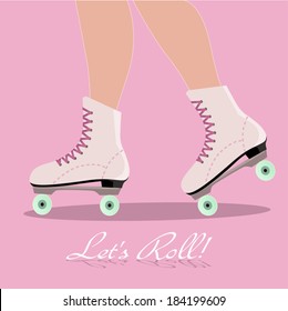 Invitation card with roller skates boots