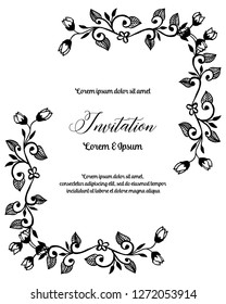 Invitation card romantic design with flower hand draw vector