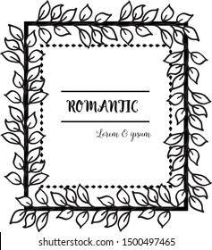 Invitation card romantic, with vintage elegant leaf floral frame. Vector