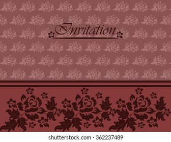 Invitation Card with roses ornament. Vector