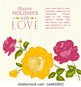 Invitation card with a roses. Vector illustration.