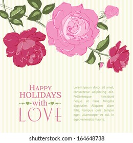 Invitation card with a roses. Vector illustration.