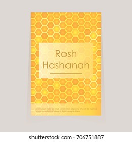 Invitation card for Rosh Hashanah day, cells with honey on a background. Festive nice, sweet cover. New Year. Vector illustration.