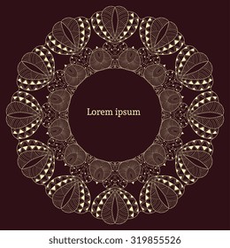 Invitation card with round abstract lace ornament 