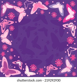 Invitation card with round butterfly pattern.