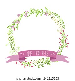 invitation card with round floral border