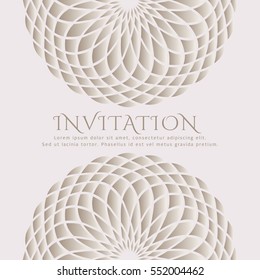 Invitation card with sacred flowers and space for text. Elegant vector template in monochrome colors.