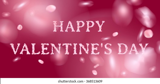 Invitation card with sakura petals. Vector illustration. Happy Valentine`s Day.