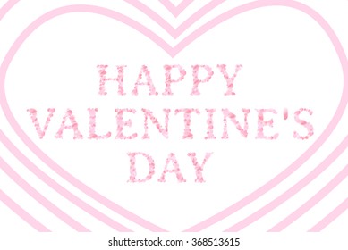 Invitation card with sakura petals. Vector illustration. Happy Valentine`s Day.