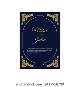 Invitation card with seamless leaf pattern. Wedding invitation. Template card. vector illustration