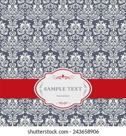 invitation card with seamless victorian pattern