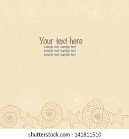 Invitation card with seashells and star fish