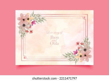 Invitation Card Set with Beautiful Flowers