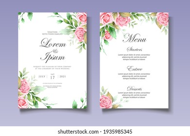 Invitation Card Set with Beautiful Roses