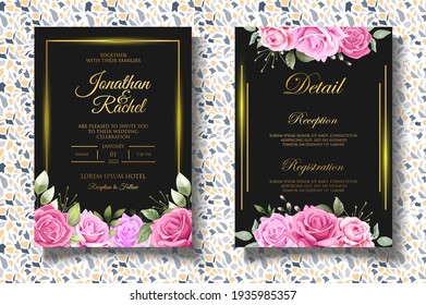Invitation Card Set with Beautiful Roses