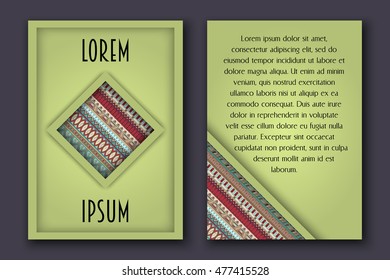 Invitation card set in boho style with ethnic ornament