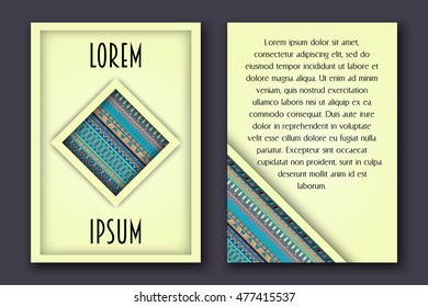 Invitation card set in boho style with ethnic ornament