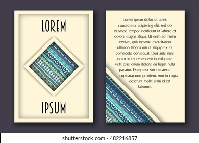 Invitation card set in boho style with ethnic ornament