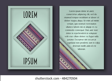 Invitation card set in boho style with ethnic ornament