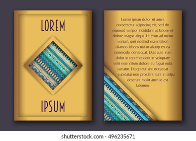 Invitation card set in boho style with ethnic ornament
