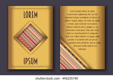 Invitation card set in boho style with ethnic ornament