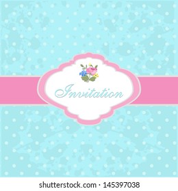 Invitation card, with Shabby Chic polka dots pattern and place for text.Vector eps10,illustration. 