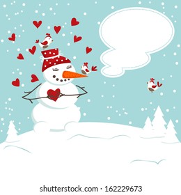 the invitation card with a snowman .