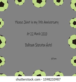 invitation card with a soccer ball pattern

