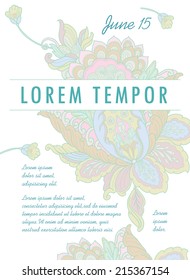Invitation card with Soft Fantasy Flower design vector template. You can use it for invitations, flyers, postcards, cards and so on.