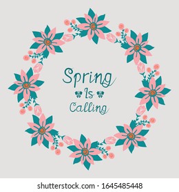 Invitation card of spring calling, with elegant leaf and floral frame design. Vector