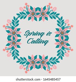 Invitation card of spring calling, with elegant leaf and floral frame design. Vector