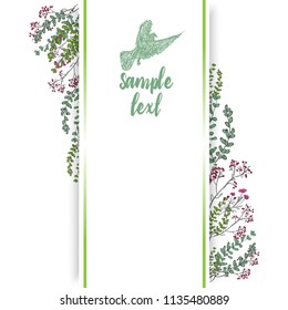 Invitation card, spring flowers  watercolor floral design, vector