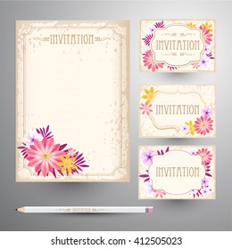 Invitation card suite. Retro style.