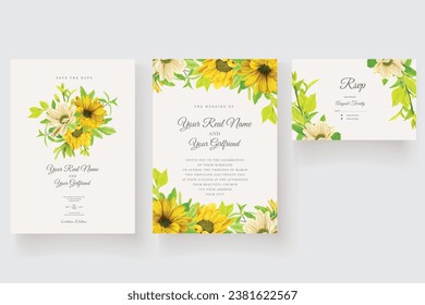 tarjeta de invitación con diseño floral de girasol