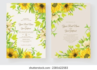 tarjeta de invitación con diseño floral de girasol