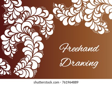 An invitation card template, abstract hand drawn vector illustration with doodles. A hand drawn freehand colorful drawing. Floral ornament with branches. Design for card decoration